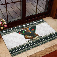 South Africa Christmas Rugby Rubber Doormat Springboks Mascot Mix African Pattern - Wonder Print Shop