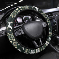 South Africa Christmas Rugby Steering Wheel Cover Springboks Mascot Mix African Pattern - Wonder Print Shop