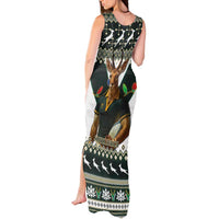 South Africa Christmas Rugby Tank Maxi Dress Springboks Mascot Mix African Pattern - Wonder Print Shop