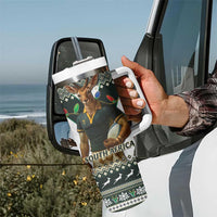 South Africa Christmas Rugby Tumbler With Handle Springboks Mascot Mix African Pattern - Wonder Print Shop