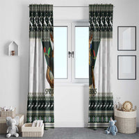 South Africa Christmas Rugby Window Curtain Springboks Mascot Mix African Pattern - Wonder Print Shop