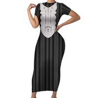 Liberia Black Kpelle Traditional Pattern Family Matching Short Sleeve Bodycon Dress and Hawaiian Shirt - Wonder Print Shop