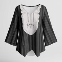 Liberia Black Kpelle Traditional Pattern Kimono Sleeve Blouse - Wonder Print Shop