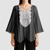 Liberia Black Kpelle Traditional Pattern Kimono Sleeve Blouse - Wonder Print Shop