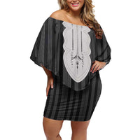 Liberia Black Kpelle Traditional Pattern Off Shoulder Short Dress - Wonder Print Shop