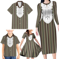 Liberia Brown Kpelle Traditional Pattern Family Matching Long Sleeve Bodycon Dress and Hawaiian Shirt - Wonder Print Shop