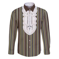 Liberia Brown Kpelle Traditional Pattern Family Matching Off The Shoulder Long Sleeve Dress and Hawaiian Shirt - Wonder Print Shop