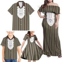 Liberia Brown Kpelle Traditional Pattern Family Matching Off Shoulder Maxi Dress and Hawaiian Shirt - Wonder Print Shop