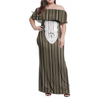 Liberia Brown Kpelle Traditional Pattern Family Matching Off Shoulder Maxi Dress and Hawaiian Shirt - Wonder Print Shop