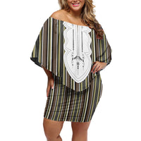 Liberia Brown Kpelle Traditional Pattern Family Matching Off Shoulder Short Dress and Hawaiian Shirt - Wonder Print Shop