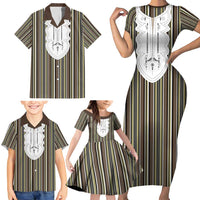 Liberia Brown Kpelle Traditional Pattern Family Matching Short Sleeve Bodycon Dress and Hawaiian Shirt - Wonder Print Shop
