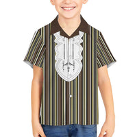 Liberia Brown Kpelle Traditional Pattern Kid Hawaiian Shirt - Wonder Print Shop