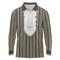 Liberia Brown Kpelle Traditional Pattern Long Sleeve Polo Shirt - Wonder Print Shop