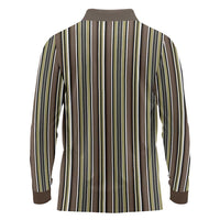 Liberia Brown Kpelle Traditional Pattern Long Sleeve Polo Shirt - Wonder Print Shop