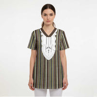 Liberia Brown Kpelle Traditional Pattern Scrub Top - Wonder Print Shop