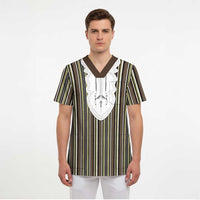 Liberia Brown Kpelle Traditional Pattern Scrub Top - Wonder Print Shop