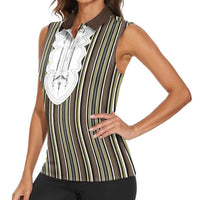 Liberia Brown Kpelle Traditional Pattern Women Sleeveless Polo Shirt - Wonder Print Shop
