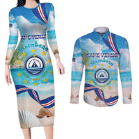Cape Verde Morabeza Couples Matching Long Sleeve Bodycon Dress and Long Sleeve Button Shirt Island Welcome - Wonder Print Shop