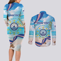 Cape Verde Morabeza Couples Matching Long Sleeve Bodycon Dress and Long Sleeve Button Shirt Island Welcome - Wonder Print Shop