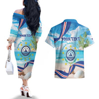Cape Verde Morabeza Couples Matching Off The Shoulder Long Sleeve Dress and Hawaiian Shirt Island Welcome - Wonder Print Shop