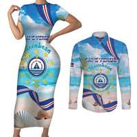 Cape Verde Morabeza Couples Matching Short Sleeve Bodycon Dress and Long Sleeve Button Shirt Island Welcome - Wonder Print Shop