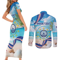 Cape Verde Morabeza Couples Matching Short Sleeve Bodycon Dress and Long Sleeve Button Shirt Island Welcome - Wonder Print Shop