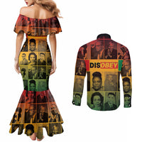 Disobey Black History Tribute Couples Matching Mermaid Dress and Long Sleeve Button Shirt Honoring the Civil Rights Legacy - Wonder Print Shop