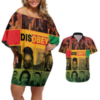 Disobey Black History Tribute Couples Matching Off Shoulder Short Dress and Hawaiian Shirt Honoring the Civil Rights Legacy - Wonder Print Shop