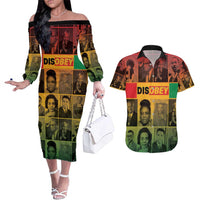 Disobey Black History Tribute Couples Matching Off The Shoulder Long Sleeve Dress and Hawaiian Shirt Honoring the Civil Rights Legacy - Wonder Print Shop