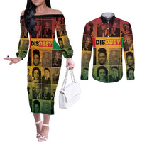 Disobey Black History Tribute Couples Matching Off The Shoulder Long Sleeve Dress and Long Sleeve Button Shirt Honoring the Civil Rights Legacy - Wonder Print Shop