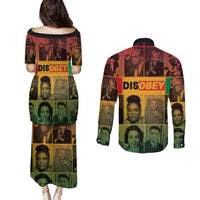 Disobey Black History Tribute Couples Matching Puletasi and Long Sleeve Button Shirt Honoring the Civil Rights Legacy - Wonder Print Shop