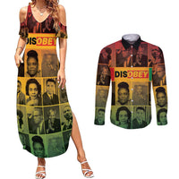 Disobey Black History Tribute Couples Matching Summer Maxi Dress and Long Sleeve Button Shirt Honoring the Civil Rights Legacy - Wonder Print Shop