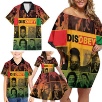 Disobey Black History Tribute Family Matching Off Shoulder Short Dress and Hawaiian Shirt Honoring the Civil Rights Legacy - Wonder Print Shop