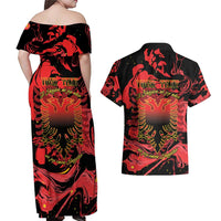 Happy Albania Independence Day Couples Matching Off Shoulder Maxi Dress and Hawaiian Shirt Albanian Eagle - Wonder Print Shop