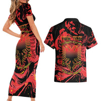 Happy Albania Independence Day Couples Matching Short Sleeve Bodycon Dress and Hawaiian Shirt Albanian Eagle - Wonder Print Shop