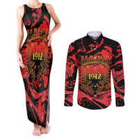 Happy Albania Independence Day Couples Matching Tank Maxi Dress and Long Sleeve Button Shirt Albanian Eagle - Wonder Print Shop
