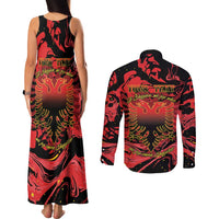 Happy Albania Independence Day Couples Matching Tank Maxi Dress and Long Sleeve Button Shirt Albanian Eagle - Wonder Print Shop