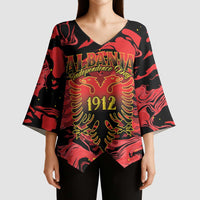 Happy Albania Independence Day Kimono Sleeve Blouse Albanian Eagle - Wonder Print Shop