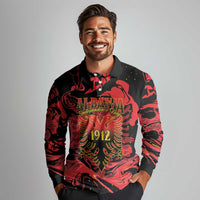 Happy Albania Independence Day Long Sleeve Polo Shirt Albanian Eagle - Wonder Print Shop