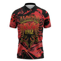 Happy Albania Independence Day Zipper Polo Shirt Albanian Eagle - Wonder Print Shop