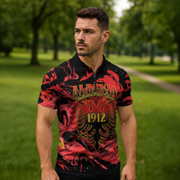 Happy Albania Independence Day Zipper Polo Shirt Albanian Eagle - Wonder Print Shop