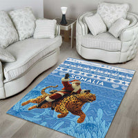 Somalia Christmas Area Rug Black Santa Riding Leopard Kirismas Wacan - Wonder Print Shop