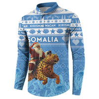Personalised Somalia Christmas Button Sweatshirt Black Santa Riding Leopard Kirismas Wacan - Wonder Print Shop