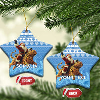 Personalised Somalia Christmas Ceramic Ornament Black Santa Riding Leopard Kirismas Wacan - Wonder Print Shop