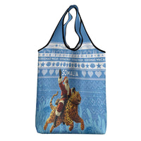 Somalia Christmas Grocery Bag Black Santa Riding Leopard Kirismas Wacan