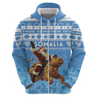 Personalised Somalia Christmas Hoodie Black Santa Riding Leopard Kirismas Wacan - Wonder Print Shop