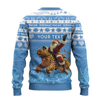 Personalised Somalia Christmas Ugly Christmas Sweater Black Santa Riding Leopard Kirismas Wacan - Wonder Print Shop