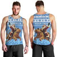 Personalised Somalia Christmas Men Tank Top Black Santa Riding Leopard Kirismas Wacan - Wonder Print Shop