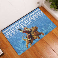 Somalia Christmas Rubber Doormat Black Santa Riding Leopard Kirismas Wacan - Wonder Print Shop
