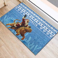 Somalia Christmas Rubber Doormat Black Santa Riding Leopard Kirismas Wacan - Wonder Print Shop